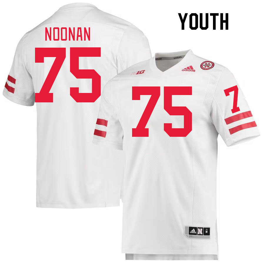 Youth #75 Maverick Noonan Nebraska Cornhuskers College Football Jerseys Stitched Sale-White - Click Image to Close